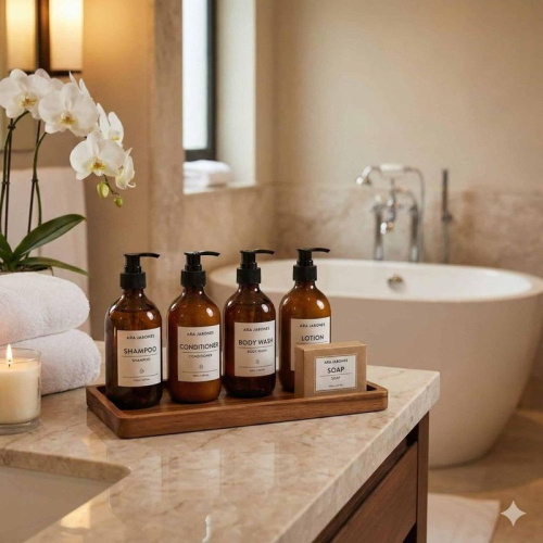 Amber amenity set, 4 bottles